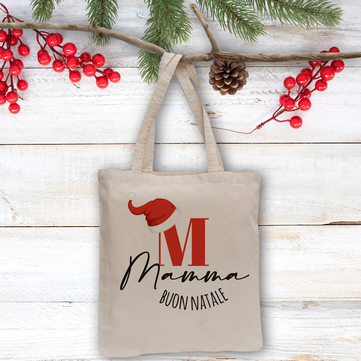 Buon Natale - Shopper In Cotone - personalizzata con nome