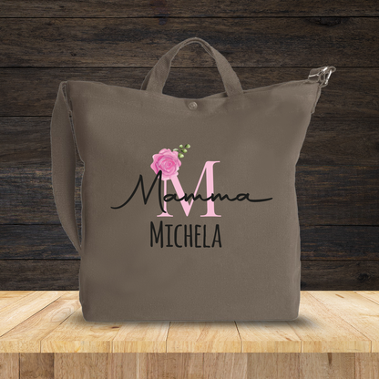 Name flower - Borsa da Donna in Tela - personalizzata con nome