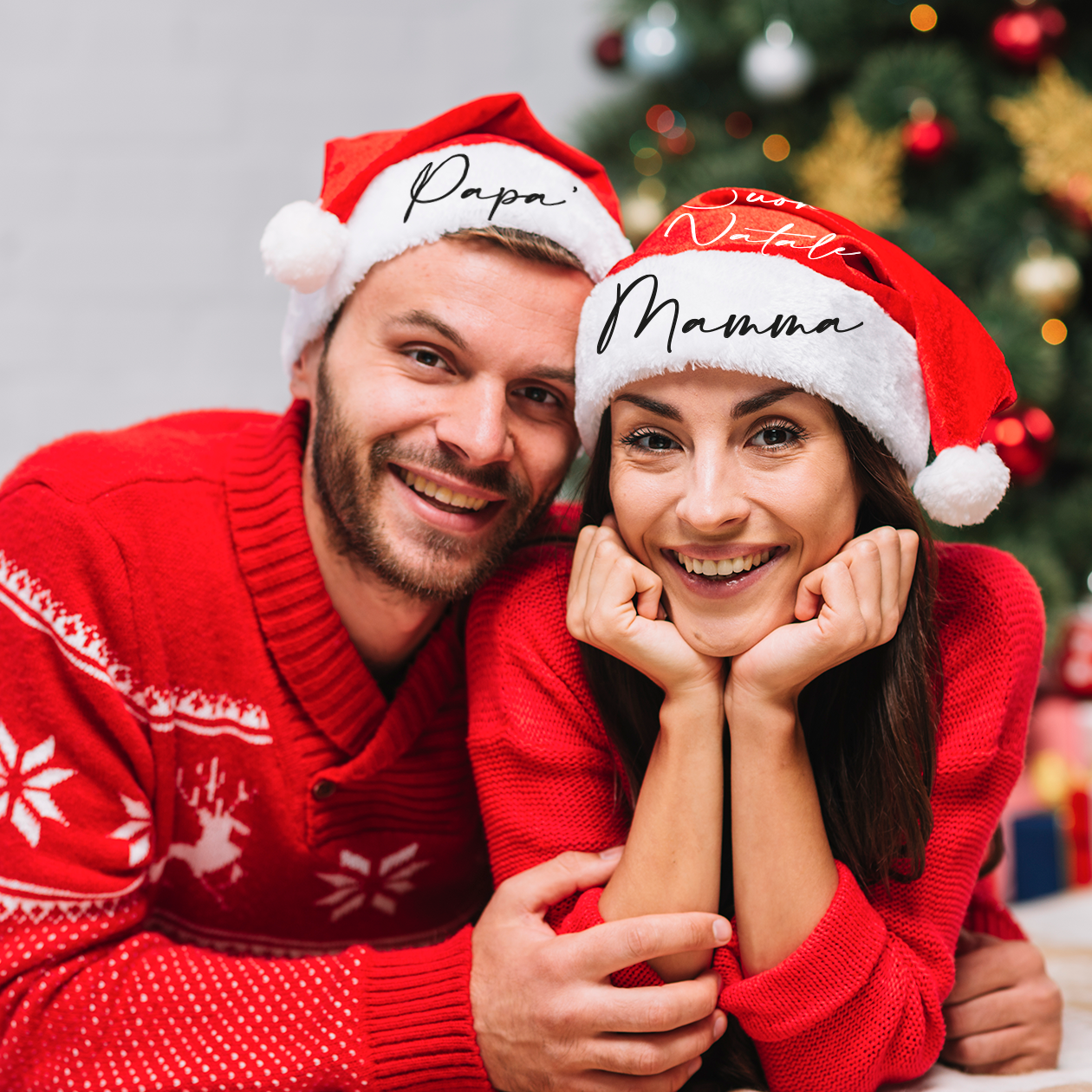 Buon Natale - Set composto da 5 Cappelli da Babbo Natale - personalizzati con nome