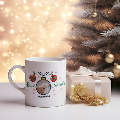 Buon Natale Mamma - Tazza mug - idea regalo Natale - personalizzata con foto