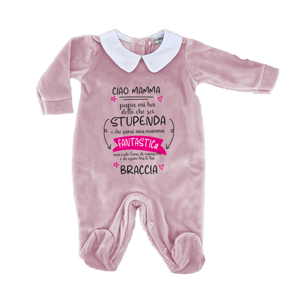 Ciao Mamma - Pagliaccetto Neonato in Ciniglia con Colletto Bianco