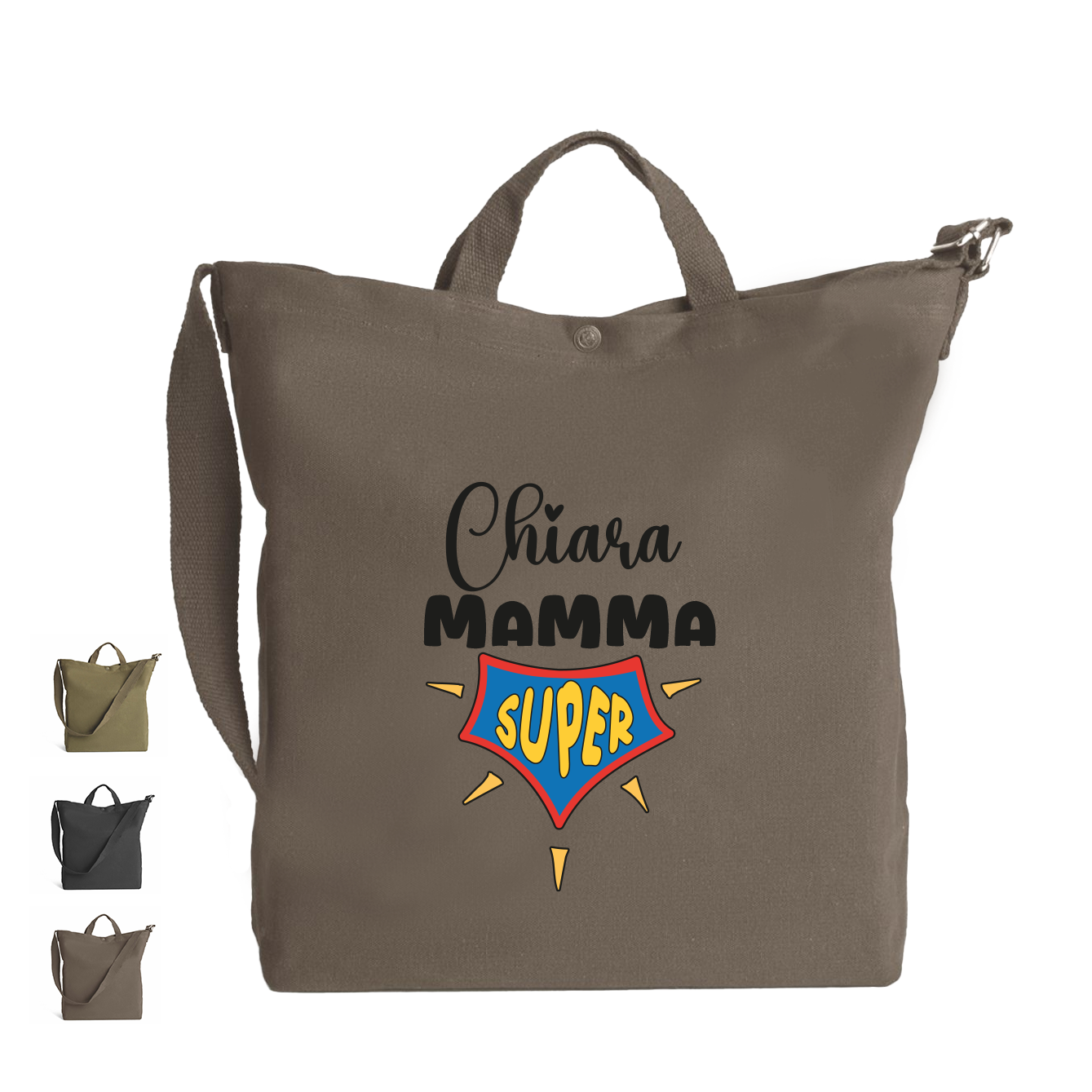 Mamma Super - Borsa da Donna in Tela - personalizzata con nome