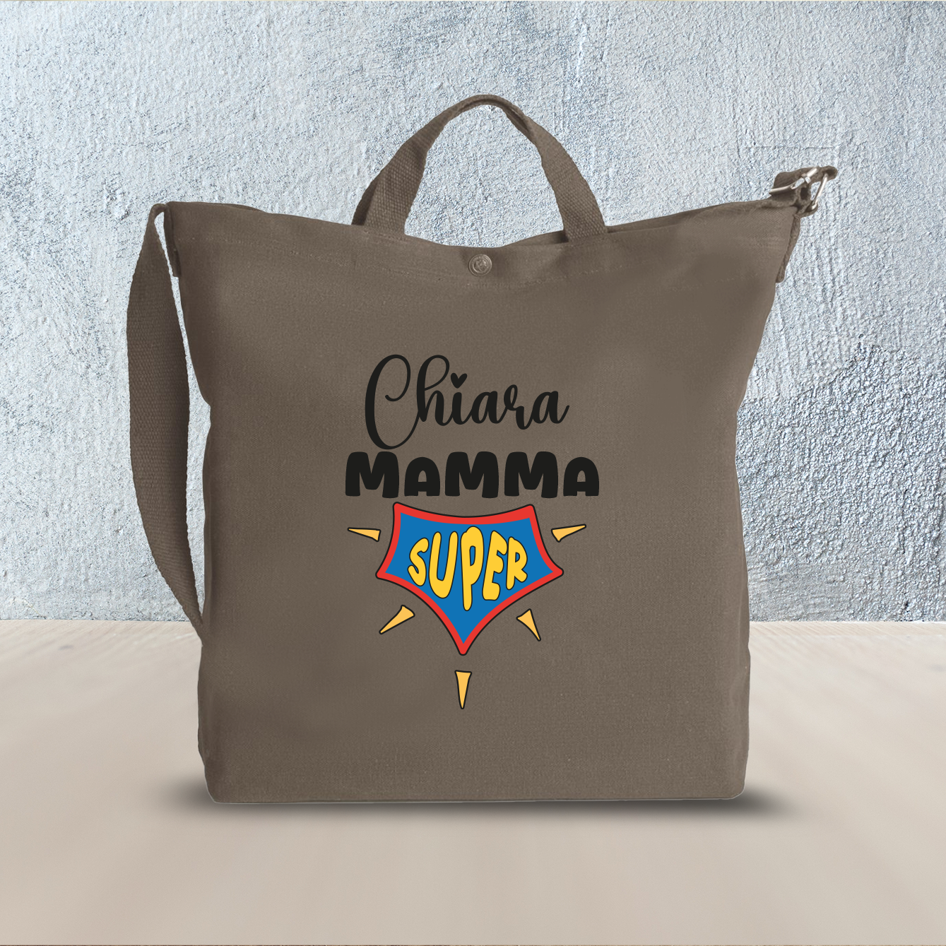 Mamma Super - Borsa da Donna in Tela - personalizzata con nome