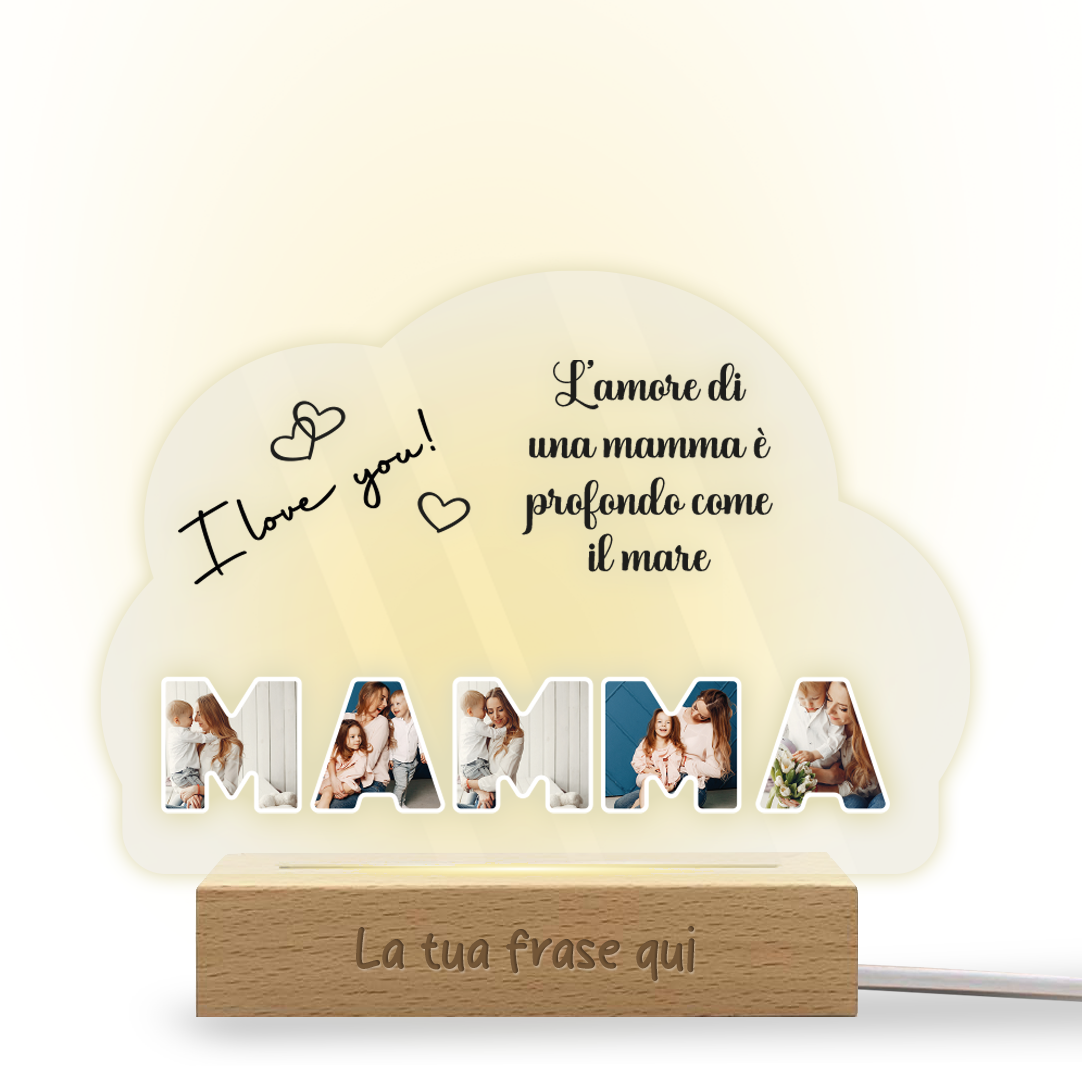 I love you - Lampada - Plexiglass personalizzata con foto e frase