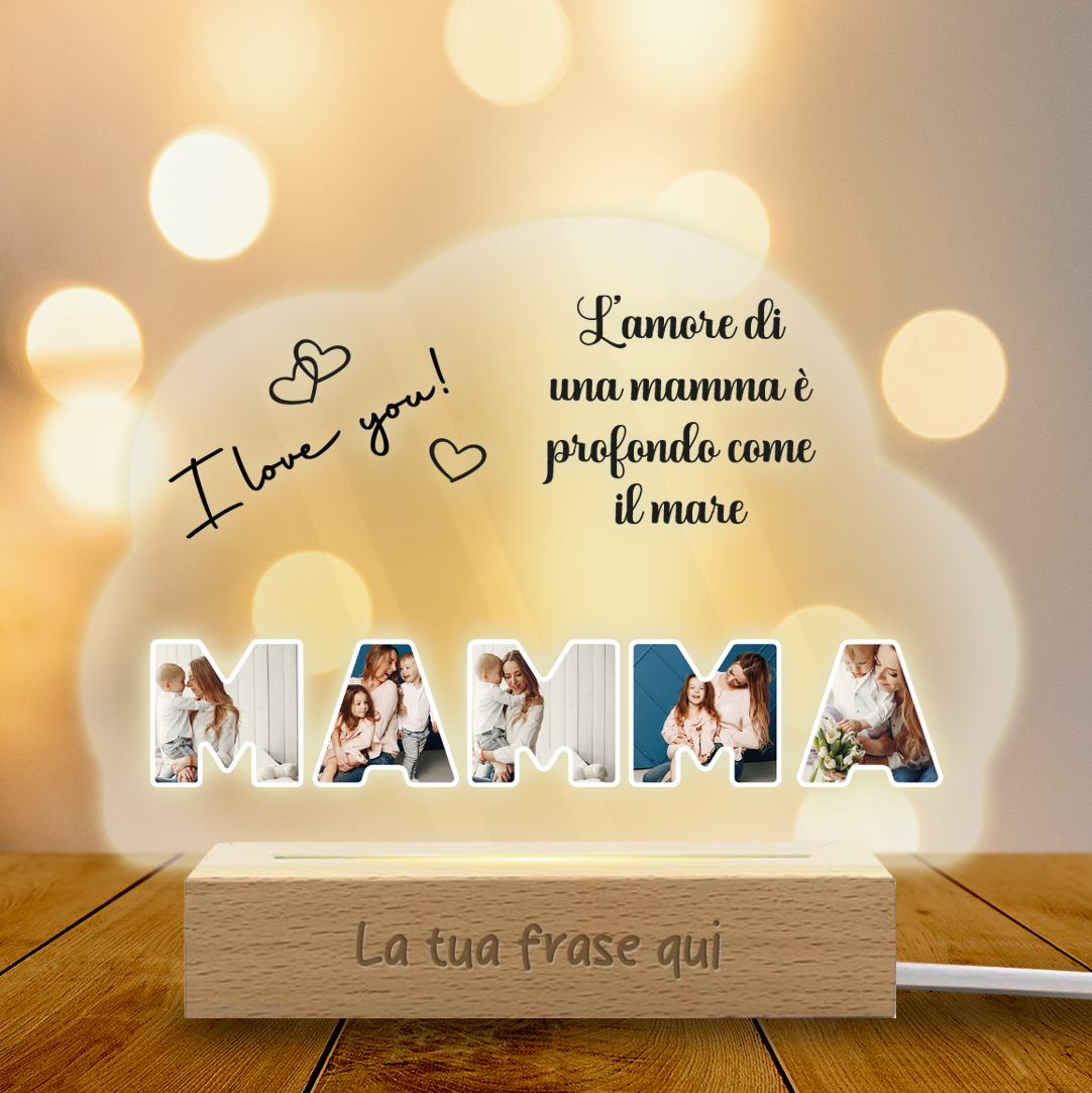 I love you - Lampada - Plexiglass personalizzata con foto e frase