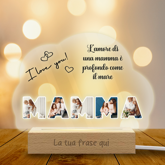 I love you - Lampada - Plexiglass personalizzata con foto e frase