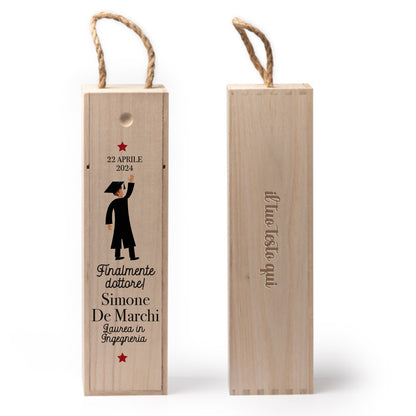Finalmente dottore - portabottiglia in legno - personalizzato