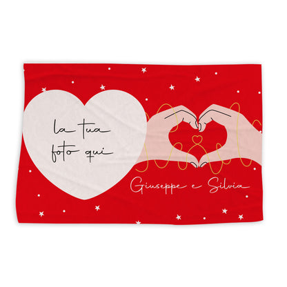 Red Love - plaid in pile - personalizzato con foto e nomi