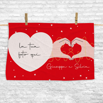 Red Love - plaid in pile - personalizzato con foto e nomi