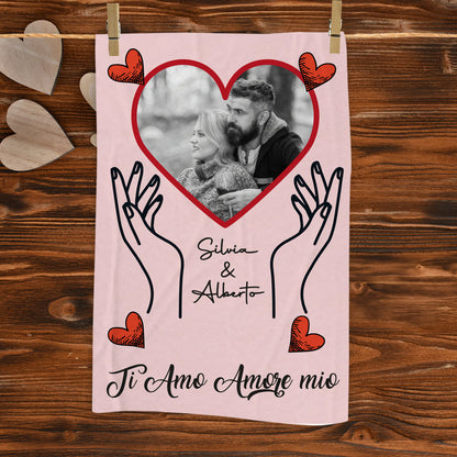 Pink love - plaid in pile - personalizzato con foto e nomi