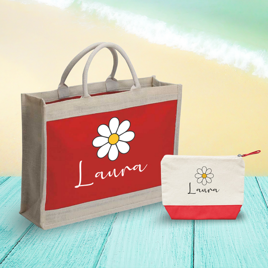 Girasole - Combo: Borsa mare + Pochette - personalizzata con nome