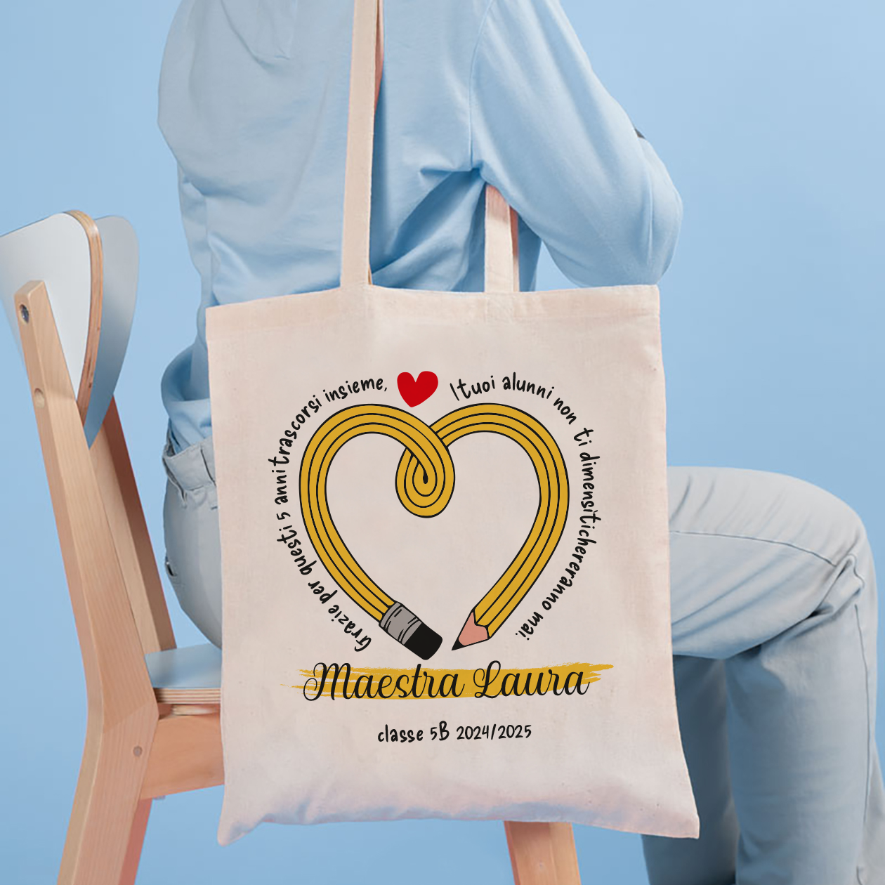 Grazie Maestra non ti dimenticheremo mai - Shopper In Cotone personalizzata