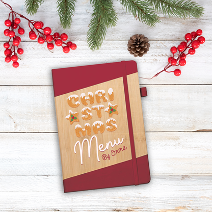 Christmas menù - Block Notes in PU a righe - personalizzato con nome