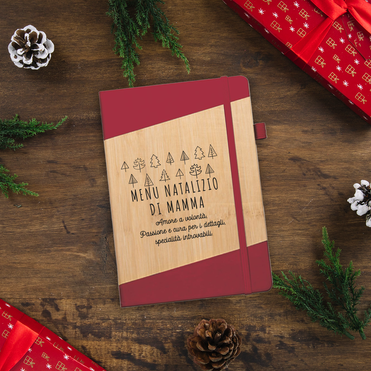 Menù natalizio di mamma - Block Notes in PU a righe