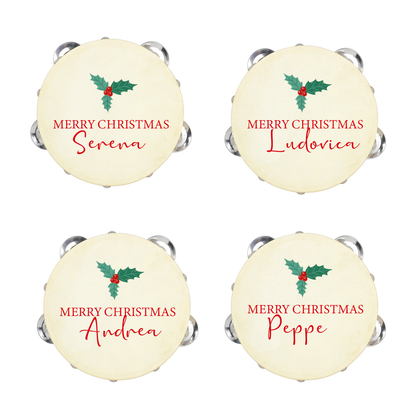 Merry Christmas - Set da 10 Tamburelli - personalizzati con nomi