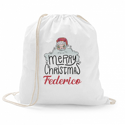 Merry Christmas Santa Claus - Sacchetto - personalizzato con nome