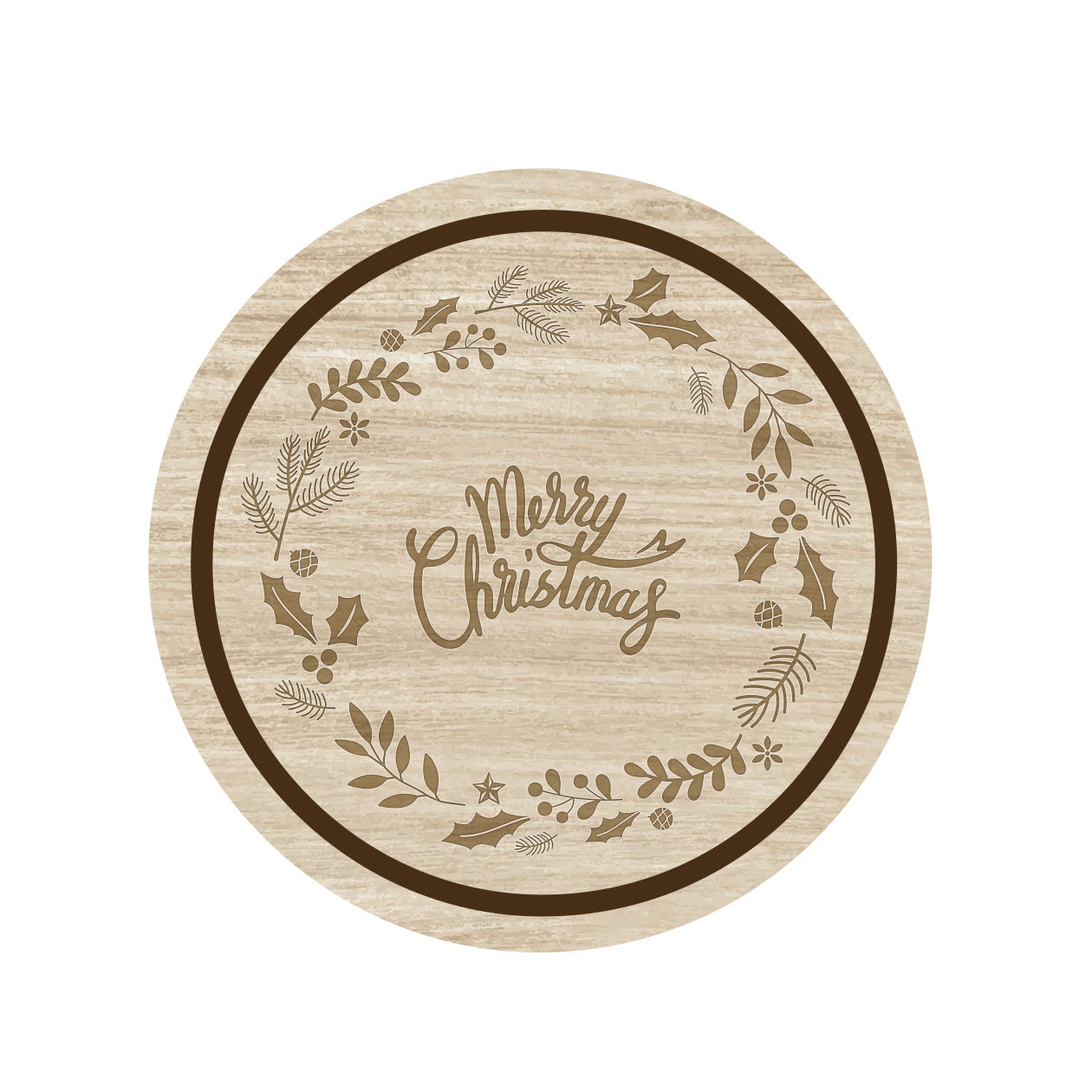 Merry Christmas - Set 3 pezzi Sottobicchiere in Legno