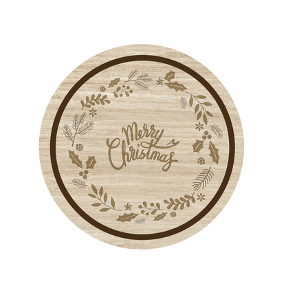 Merry Christmas - Set 3 pezzi Sottobicchiere in Legno