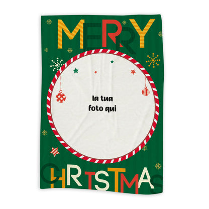 Merry Christmas - Plaid, coperta Natalizia Idea Regalo Natale - personalizzato con foto