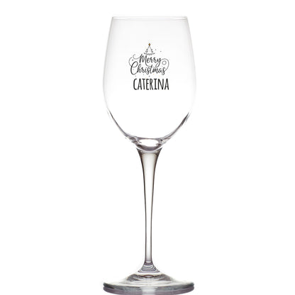 Merry Christmas - Calice Bicchiere da Vino - personalizzato con nome