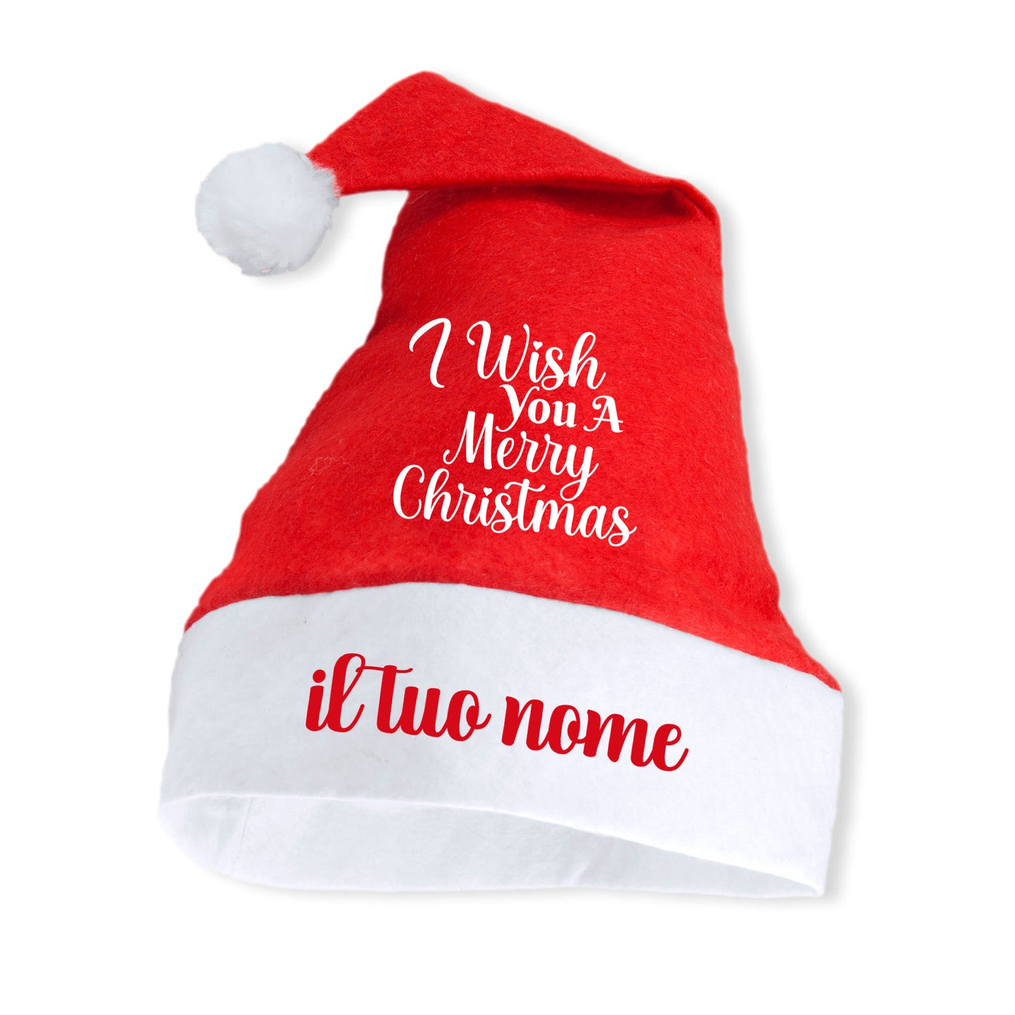 I wish you a merry christmas - Cappello da Babbo Natale - personalizzato con nome