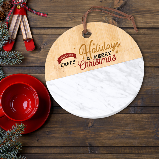 Holidays Christmas - Tagliere in marmo e bamboo naturale
