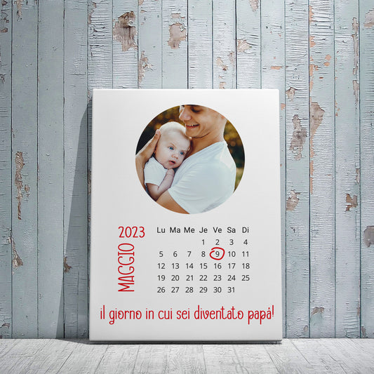 Il giorno in cui sei diventato papà - Tela pittorica personalizzata con foto e data
