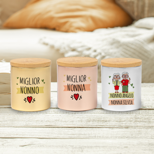 Miglior nonno, miglior nonna - Set di 3 Candele Profumate personalizzate con nomi