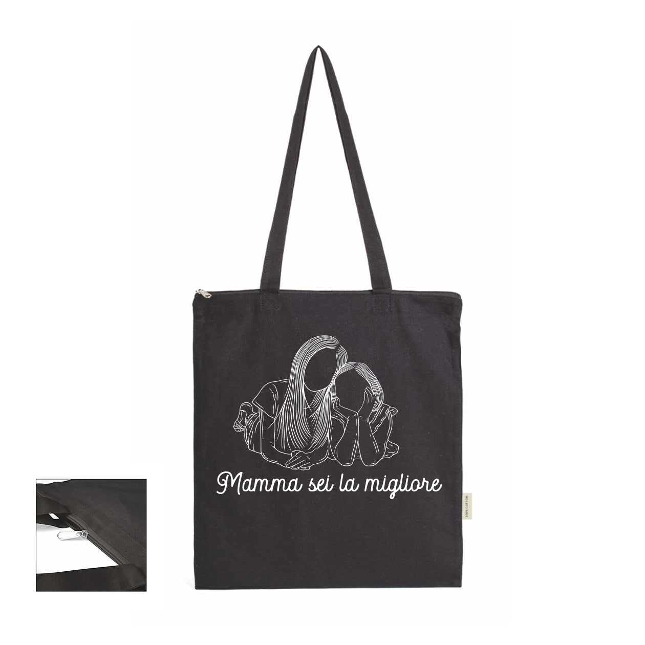 Mamma sei la migliore - Shopper In Cotone con chiusura zip