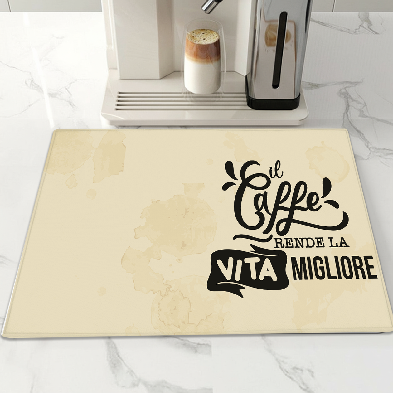 Il caffè rende la vita migliore - Tappetino per Macchina del caffè con Retro in Gomma Tappeto 30x40cm