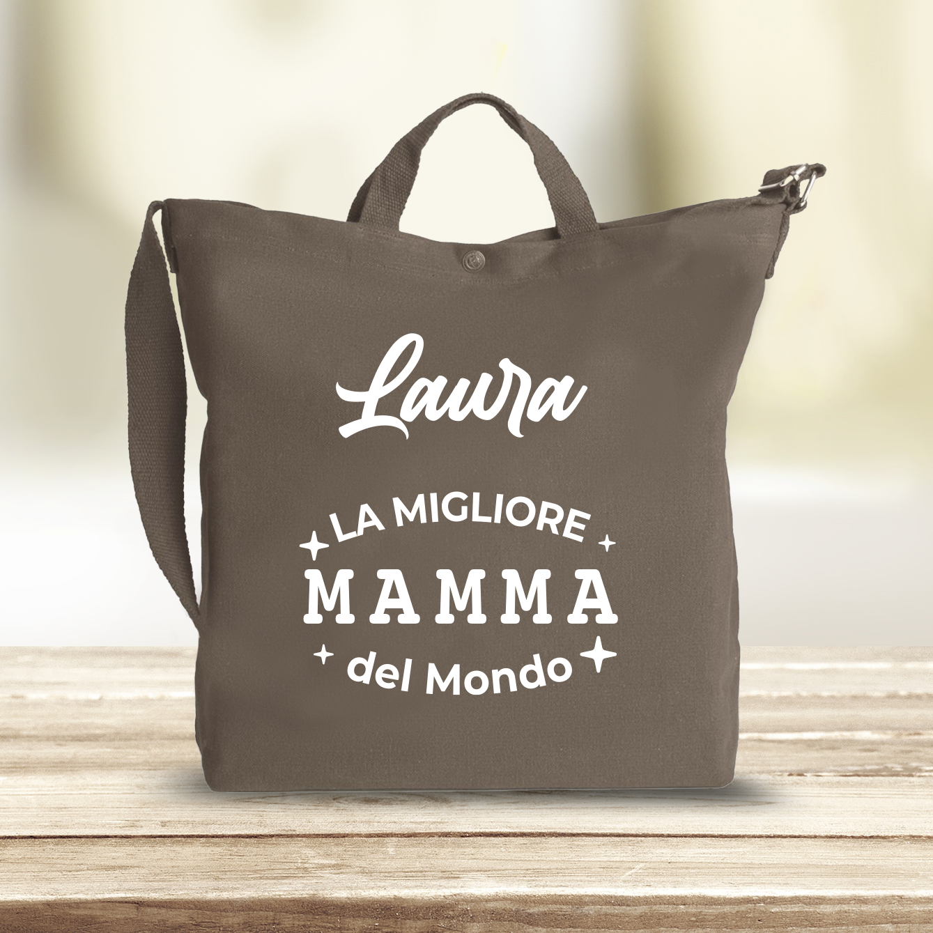 La migliore mamma del mondo - Borsa da Donna in Tela - personalizzata con nome