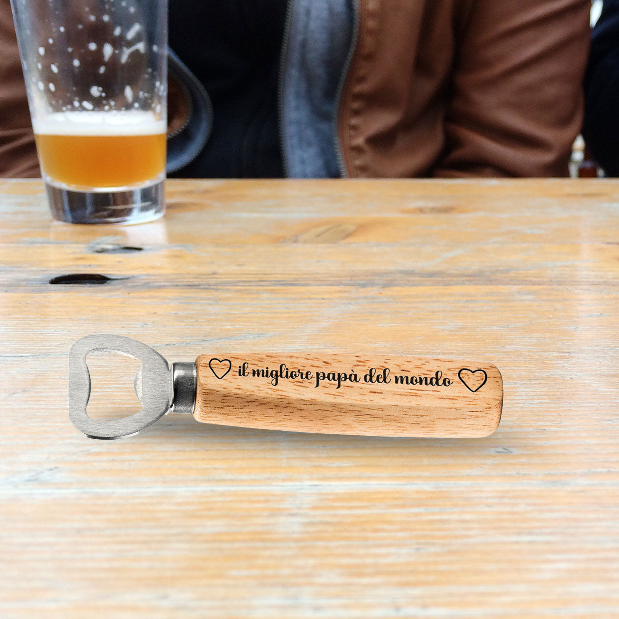 Il miglior papà del mondo - Apribottiglie in legno
