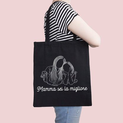 Mamma sei la migliore - Shopper In Cotone con chiusura zip