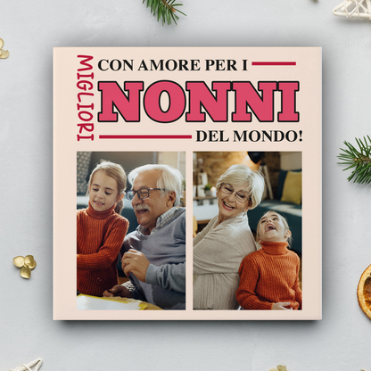 Con amore per i nonni - Mattonella in Ceramica - personalizzata con foto