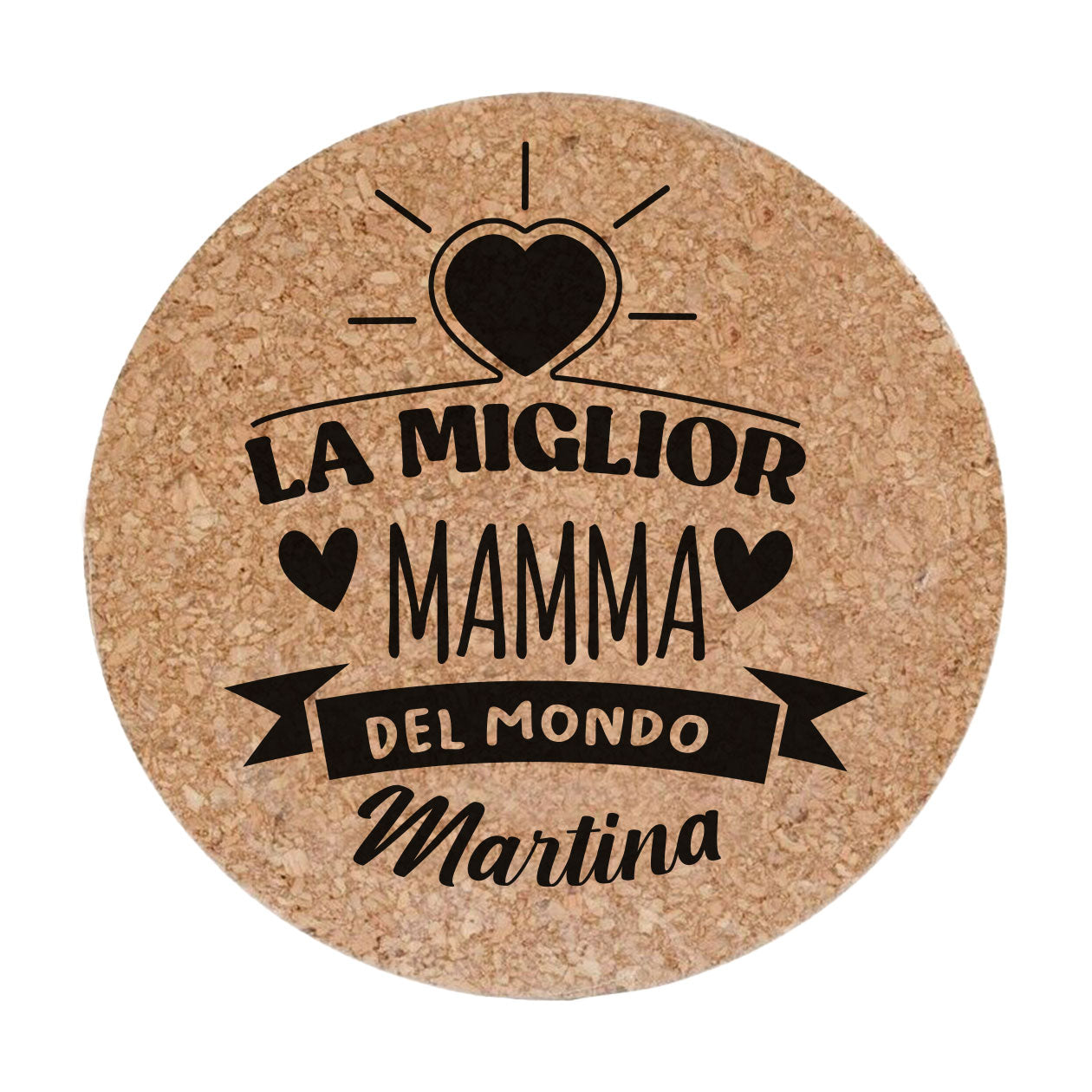 La miglior mamma del mondo - Set da 3 pezzi Sottopentola in sughero naturale 19cm