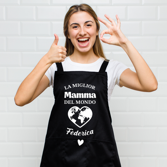 La miglior mamma del mondo - Grembiule da Cucina personalizzato con nome