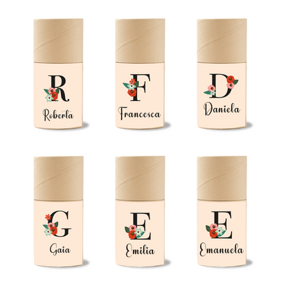 Iniziale Flower - Set 6 pezzi Da Disegno In Legno personalizzati con nomi e iniziali