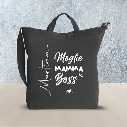 Moglie Mamma Boss - Borsa da Donna in Tela - personalizzata con nome