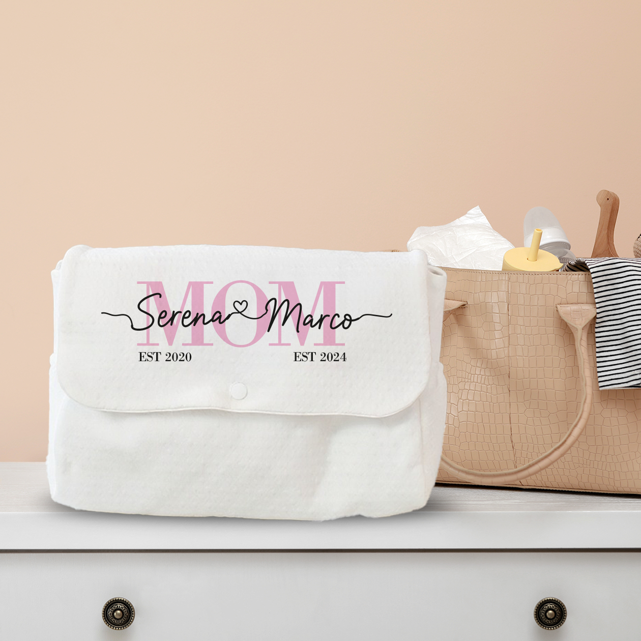 Mon - Borsa Fasciatoio per Neonato - personalizzata con nomi e date
