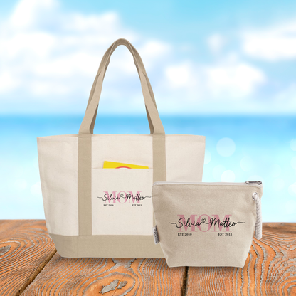 Mom - Borsa mare & Pochette - Combo - personalizzata con nomi e date