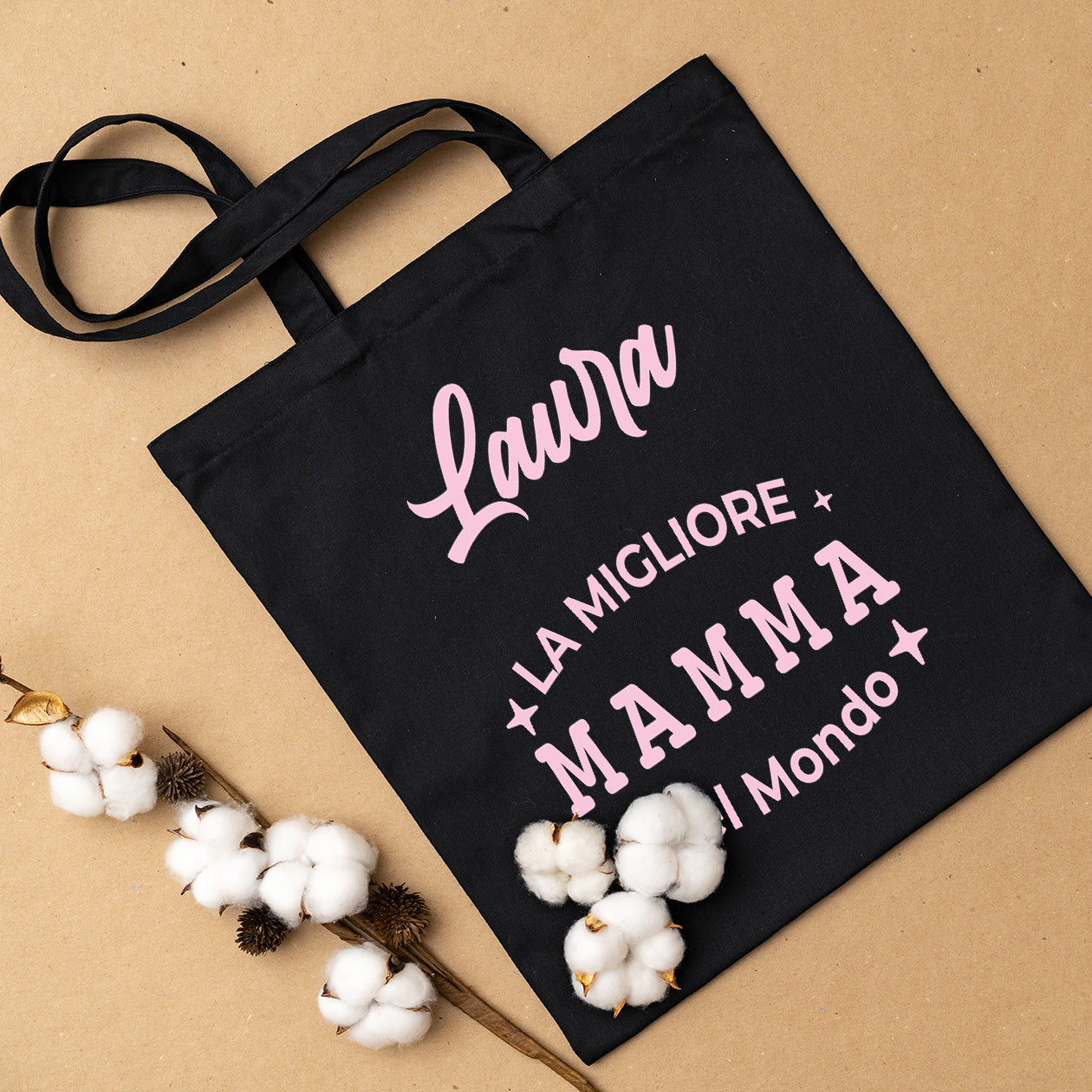 La migliore mamma al mondo - Shopper In Cotone con chiusura zip - personalizzata con nome