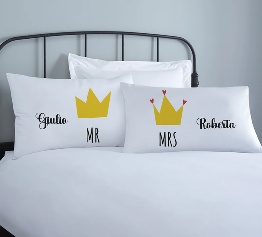 Mr Mrs Name - Coppia Federe personalizzate con nomi