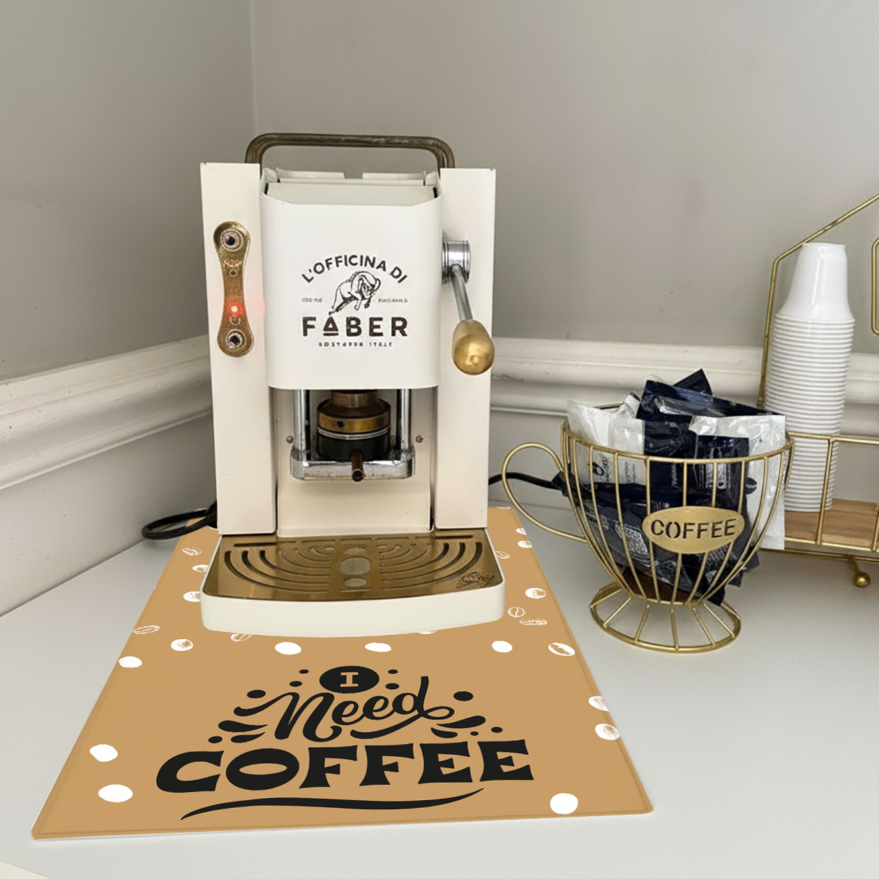 I need coffee - Tappetino per Macchina del caffè con Retro in Gomma Tappeto 30x40cm