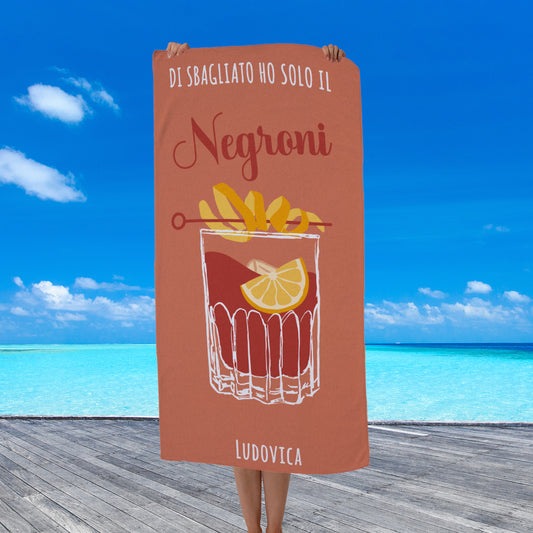 Di sbagliato ho solo il negroni - Telo Mare in microfibra - personalizzato con nome