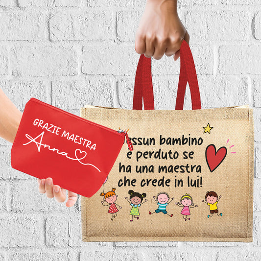 Nessun bambino è preduto se ha una maestra che crede in lui - Borsa mare & Pochette - Combo