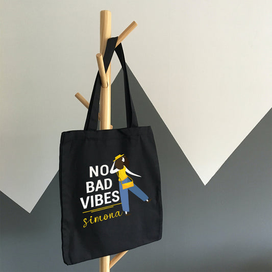 No bad vibes - Shopper In Cotone con chiusura zip