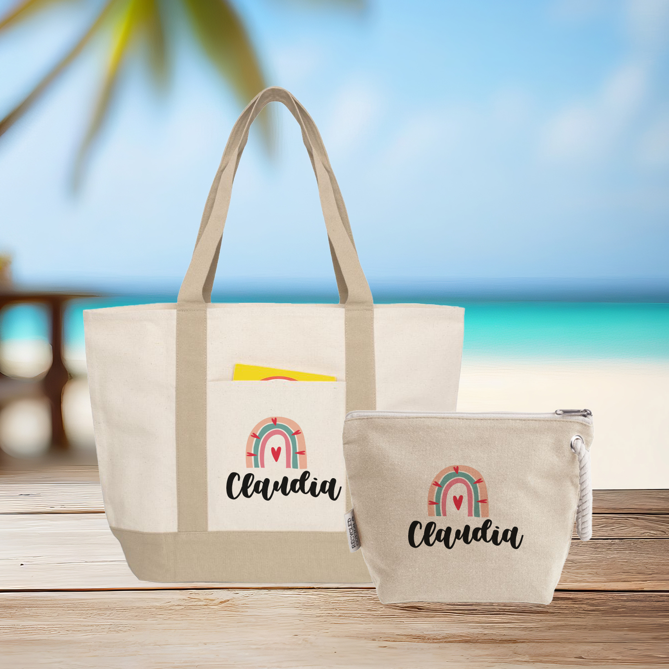 Name rainmbow - borsa mare & Pochette - Combo - personalizzata con nome