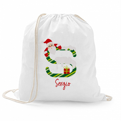 Letter Claus - Sacchetto personalizzato con nome e iniziale