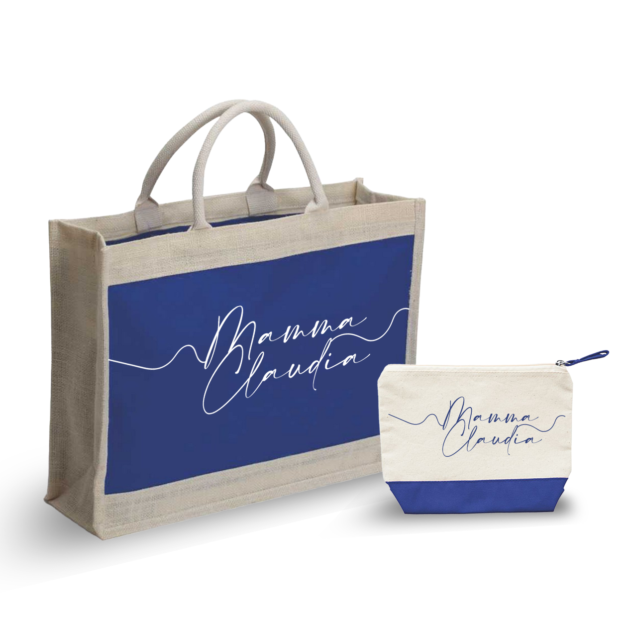 Mamma line - Combo: Borsa mare + Pochette - personalizzata con nome