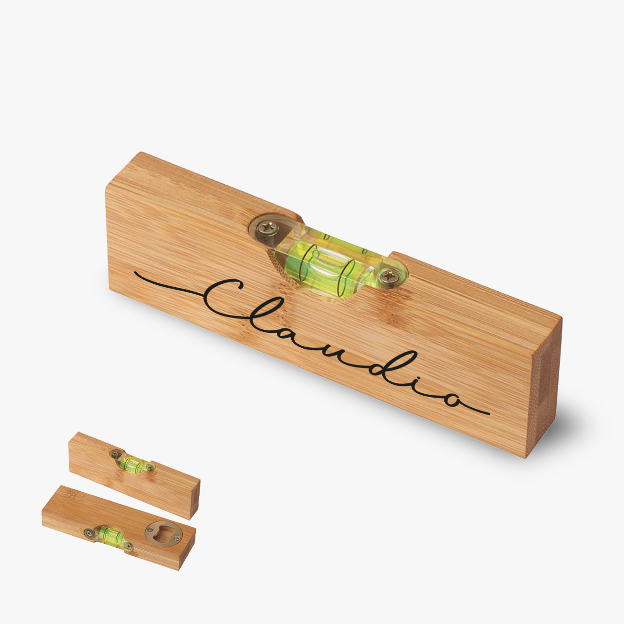 Elegant name - Apribottiglia con mini livella - personalizzata con nome